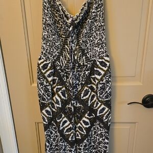 Elegant Black and White Patterned Romper FREE PEOPLE